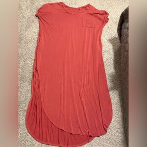 Rust Red Short Sleeve Maxi Dress with Pocket